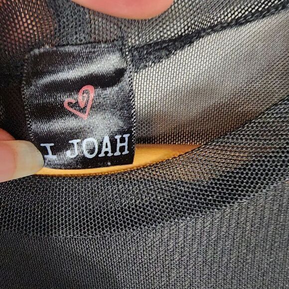 I JOAH Sheer Mesh Black long Red Flower tunic mini dress - Picture 5 of 5